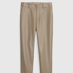 GAP Mid Rise Vegan Leather Downtown Trousers Khaki Tan Size 2